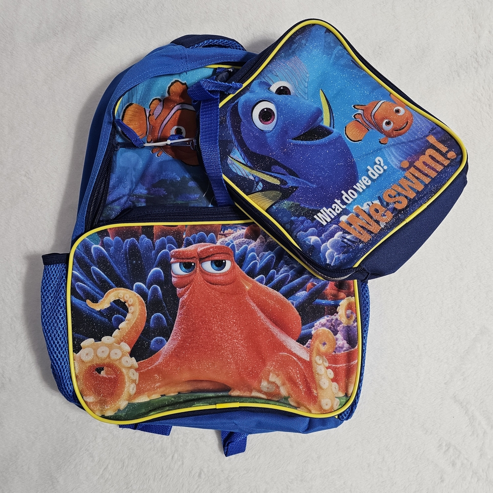 Disney Finding Dory Blue Yellow Kids Backpack and Lunchbox Set